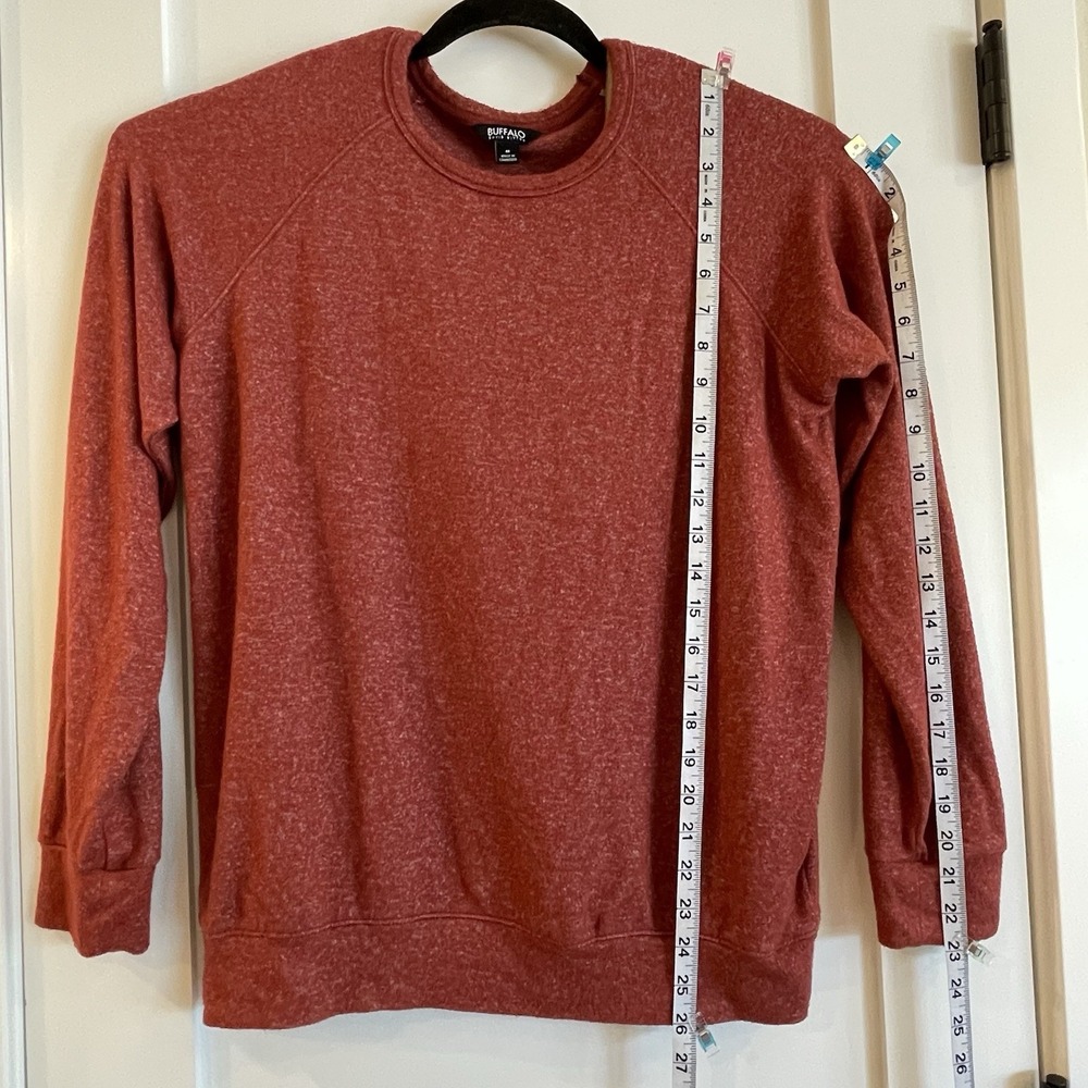 Buffalo David Bitton LS Sweater Shirt Mens M Rust Brown Crew Neck Chore Cowboy - Picture 4 of 12